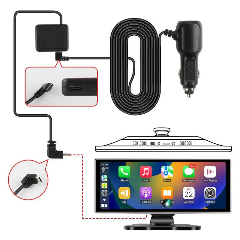 10/11.26 inch Dash Cam 4K Car DVR Wireless Carplay & Android Auto GPS Navigation Video Recorder Dashboard Dual Lens Wifi FM AUX