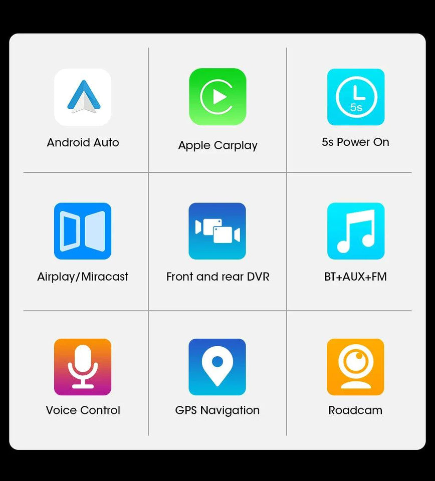 10/11.26 inch Dash Cam 4K Car DVR Wireless Carplay & Android Auto GPS Navigation Video Recorder Dashboard Dual Lens Wifi FM AUX