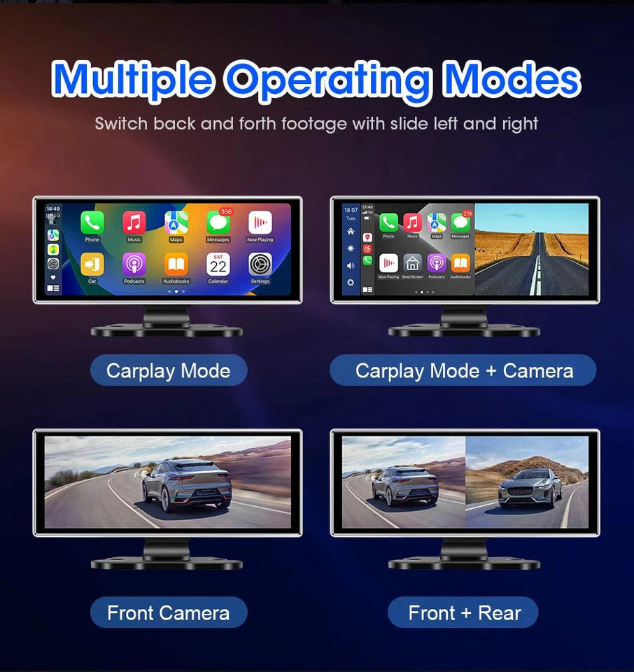 10/11.26 inch Dash Cam 4K Car DVR Wireless Carplay & Android Auto GPS Navigation Video Recorder Dashboard Dual Lens Wifi FM AUX