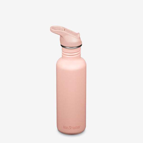 27oz Classic water bottle in pink with flip seal sport cap and stainless steel design