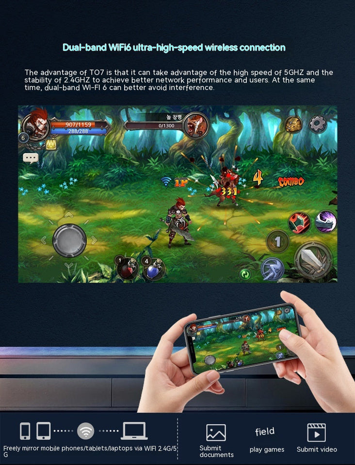 T07 Full HD Smart Projector - 320 ANSI Lumens Brightness