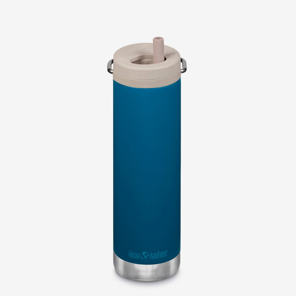 20oz TKWide insulated water bottle with twist cap and reusable straw in blue color