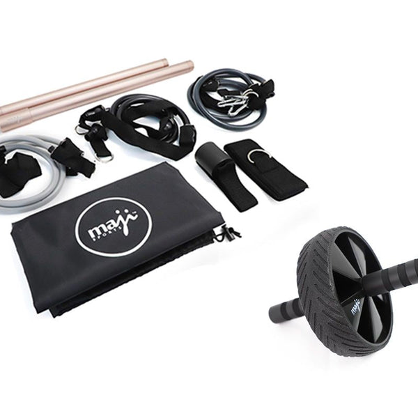 EXERCISE BAR & AB WHEEL BUNDLE